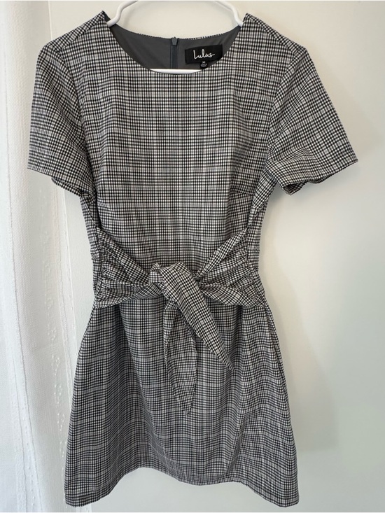 Lulus Dresses & Skirts - Lulu's Black and White Checked Tie-Front Mini Dress
